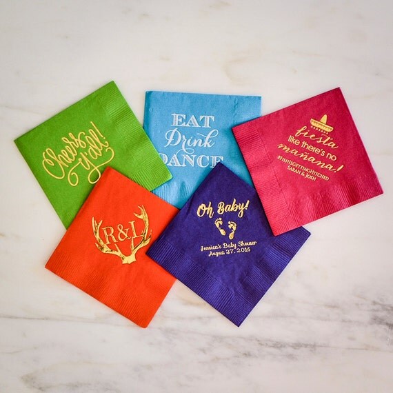 Personalized Fiesta Napkins Custom Colored Napkins Foil