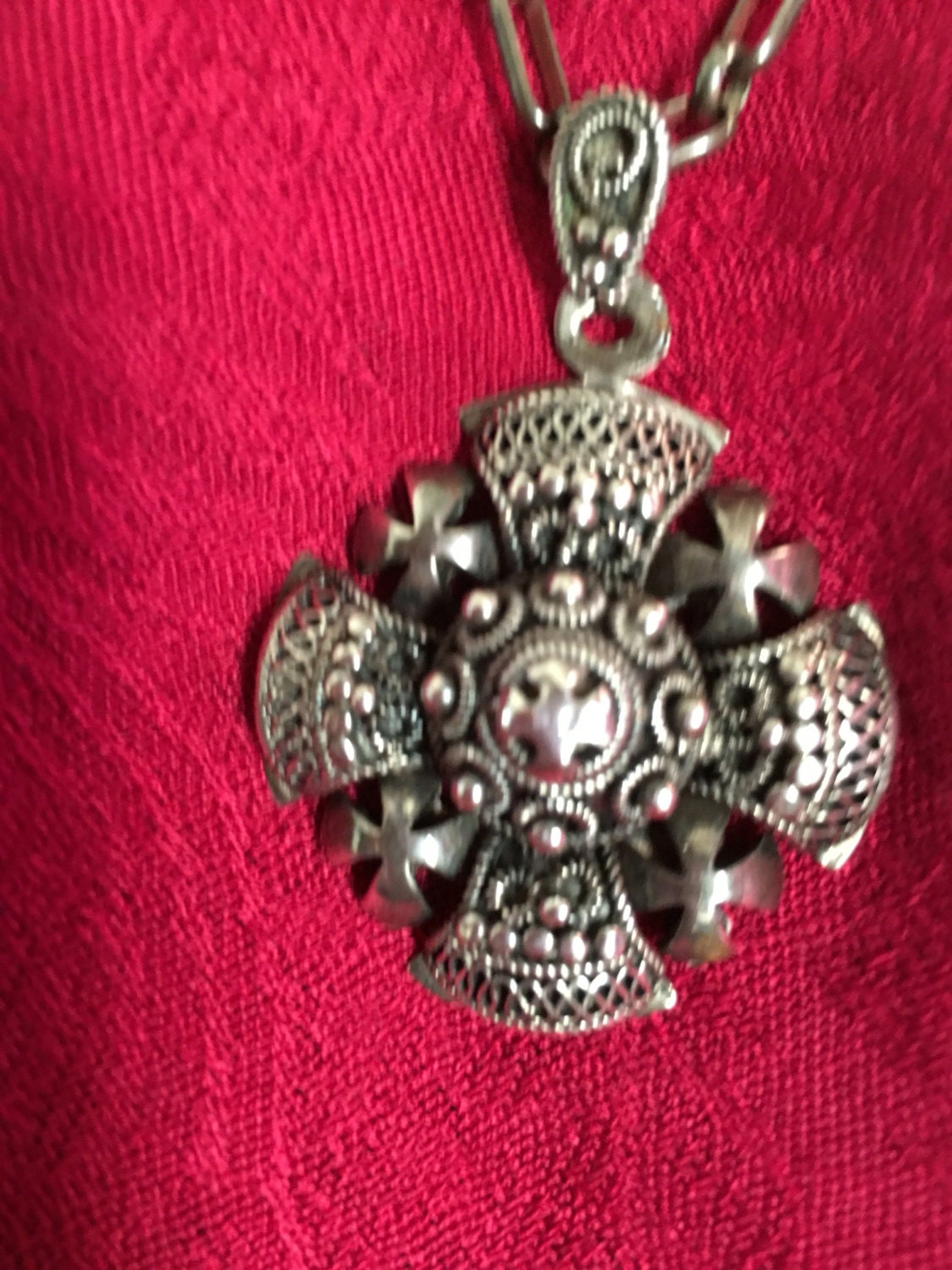 Jerusalem silver 1000 cross necklace