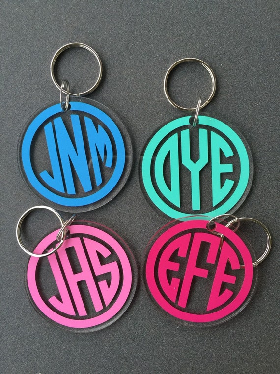 circle monogram keychain acrylic keychain Monogram Keychain