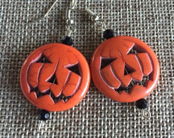 Jack o lantern - Pumpkin jewelry - Halloween jewelry - Pumpkin earrings - Halloween earrings - Pumpkins - Orange Earrings