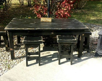 rustic reclaimed distressed wood farmhouse kitchen table primitive farm house w four matching stools 48x72x31 - Primitive Kitchen Tables rustic reclaimed distressed wood farmhouse kitchen table primitive farm house w four matching stools 48x72x31 - Primitive Kitchen Tables