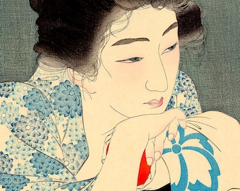 Japanese art, Morning Hair Torii Kotondo FINE ART PRINT, Japanese art prints, posters, paintings and woodblock prints reproduction, bijin-ga