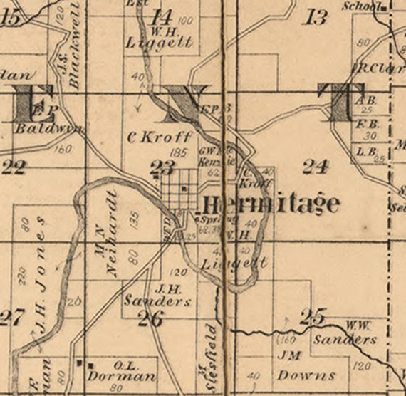 Hickory County Missouri 1880 Old Wall Map with Landowner