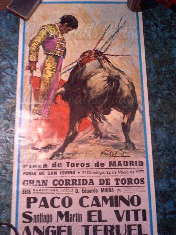 Paco Camino Bullfighter 1977 original poster. Matador