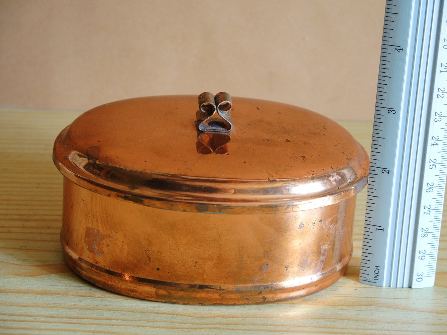 Swedish Vintage Copper container box with lid / LEKSAND Dala