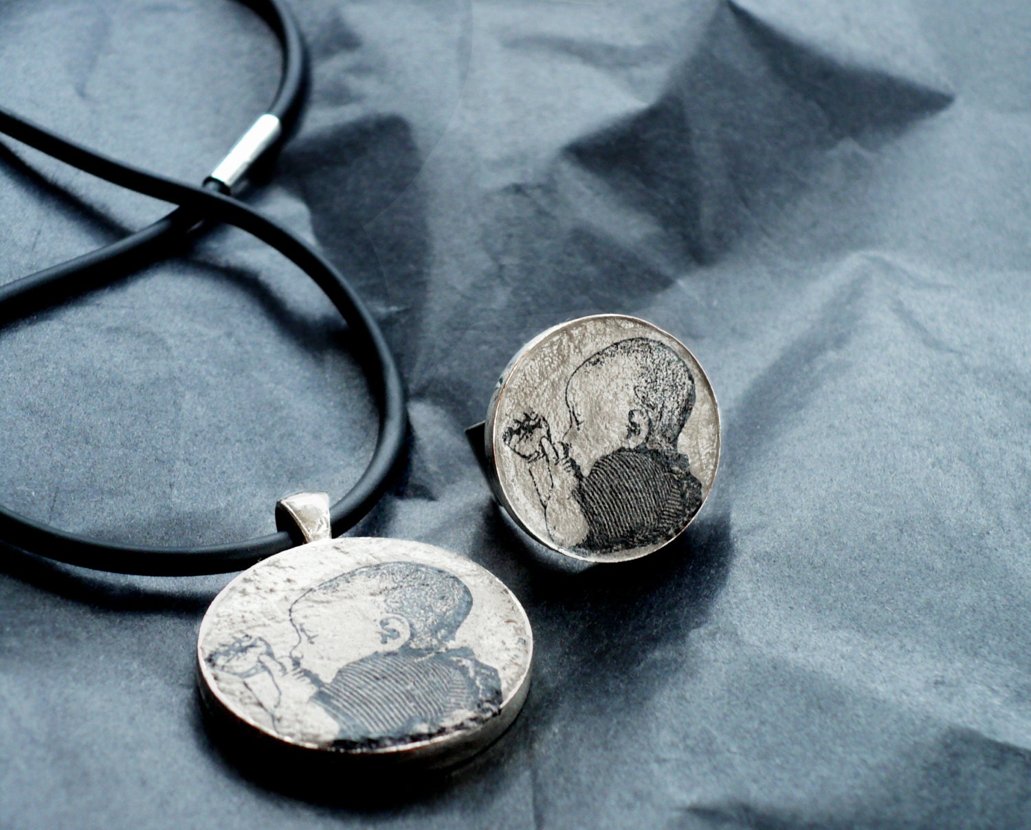 Concrete jewelry Personalized photo pendant necklace