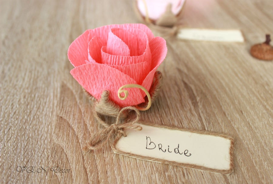 10 Rustic Flower Place Card Holders Unique Wedding by VENDecor
