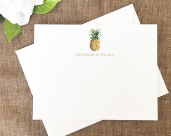Watercolor Pineapple Note Cards, Pineapple Personalized Stationery, Hawaiian Pineapple Stationary, Pineapple Thank You Notes, Stationery