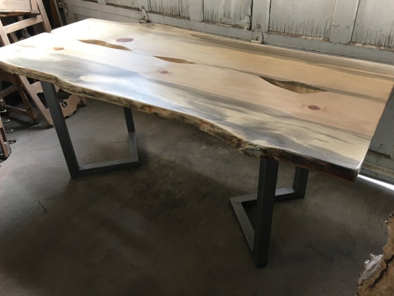 Live Edge Blued Pine Dining Table 0176