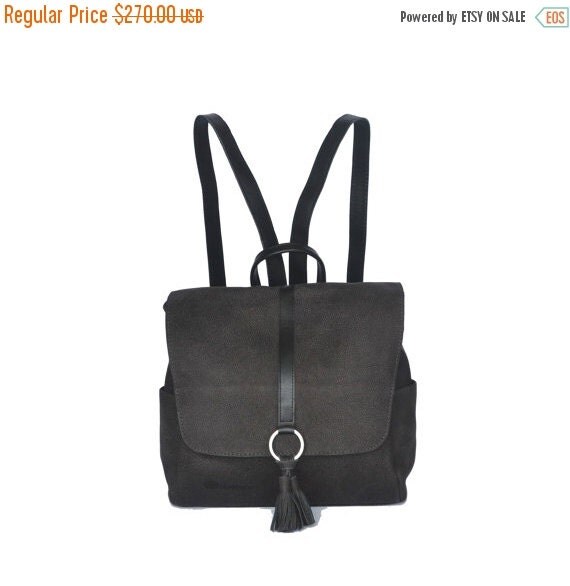 SALE 20% OFF Black Leather Backpack bag Leather by NymphaeaBags