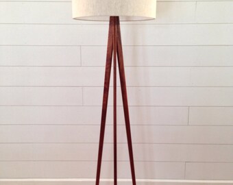 Floor Lamp - Tripod - Mahogany Wood