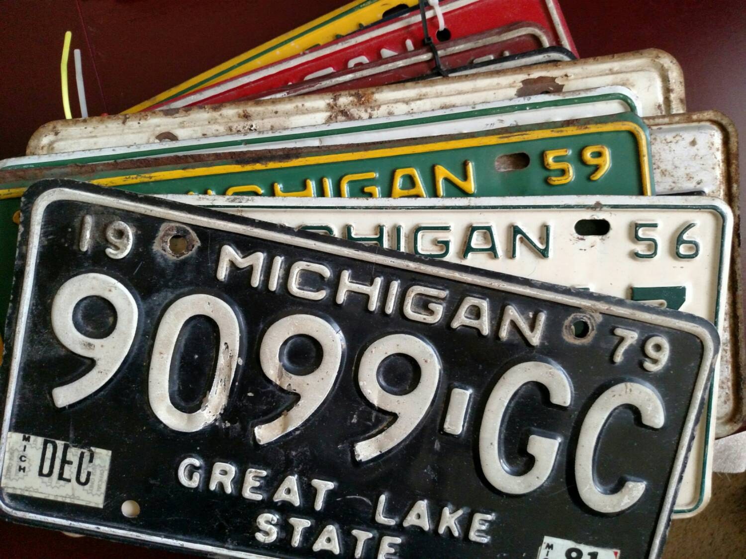 Vintage Michigan License Plate plates from 1950's