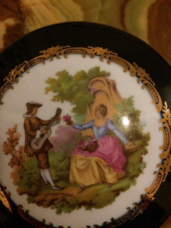 Vintage Limoges Castel 22 k gold porcelain cobalt blue by AldoLeo