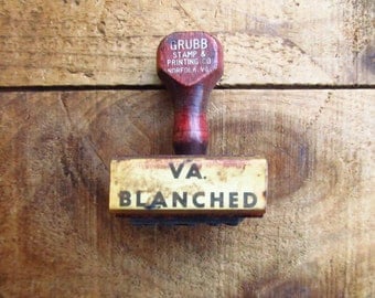 Vintage Grubb Stamp & Printing Co Rubber Stamp - VA Blanched Rubber Stamped - Peanut Rubber Stamp