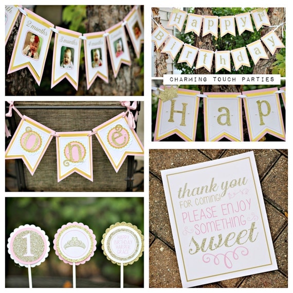 Little Princess birthday decor. Princess party decor by Charming Touch Parties. Pink and gold. Fully assembled and customizable. Il_570xn