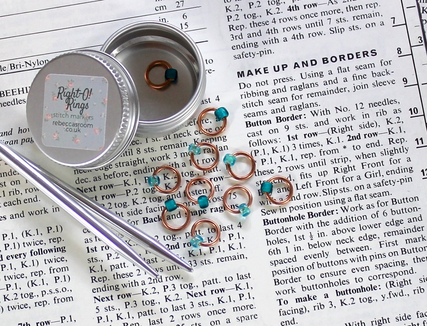 Stitch markers on Etsy knitting snag free COPPER BATH with