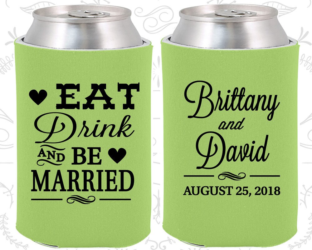 Wedding Favor Can Coolers 30 Eat Drink and Be by MyWeddingStore