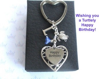 Turtle keychain - Personalised keyring - Turtle keyring - Birthday keychain - Happy Birthday keyring - Diving gift - Birthday gift - Etsy UK