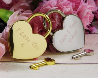 Personalised, Engraved Love Heart Padlock | Love Locks, Couples Gifts, Wedding Locks, Anniversary Gifts, Christmas Stocking Fillers