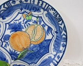 Vintage Chinese Pottery Plate Fruit Plate Orange Citrus Fruit Blue Plate Cardinal China Vintage Chinese Pottery Plate Fruit Plate Orange Citrus Fruit Blue Plate Cardinal China