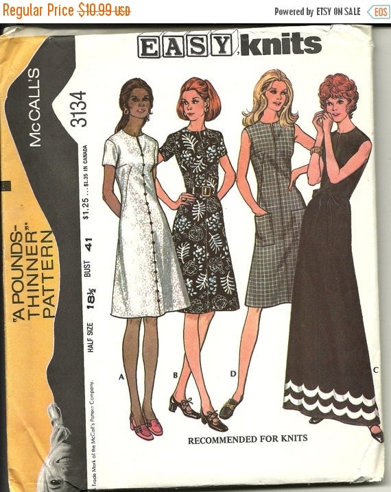 back long in short pattern dress front in Half size uncut 3134 Size long) 18 or McCall's Misses (short 1/2 Dress