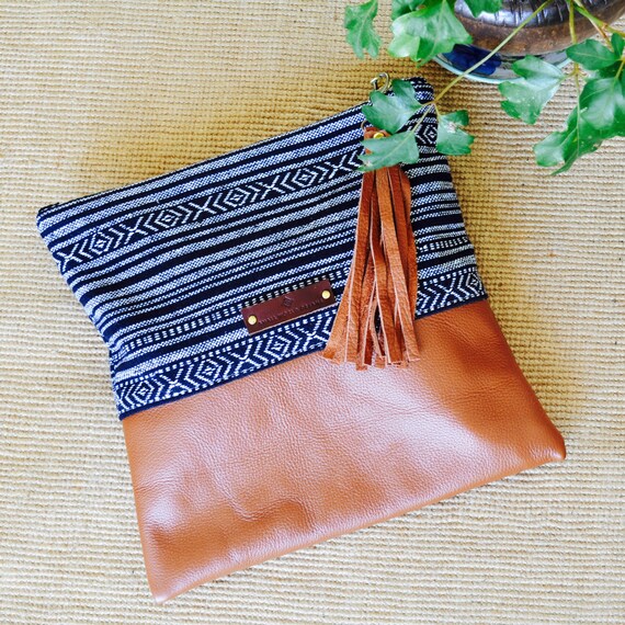 Leather Clutch Foldover bag Leather Purse by SmallWorldDreams