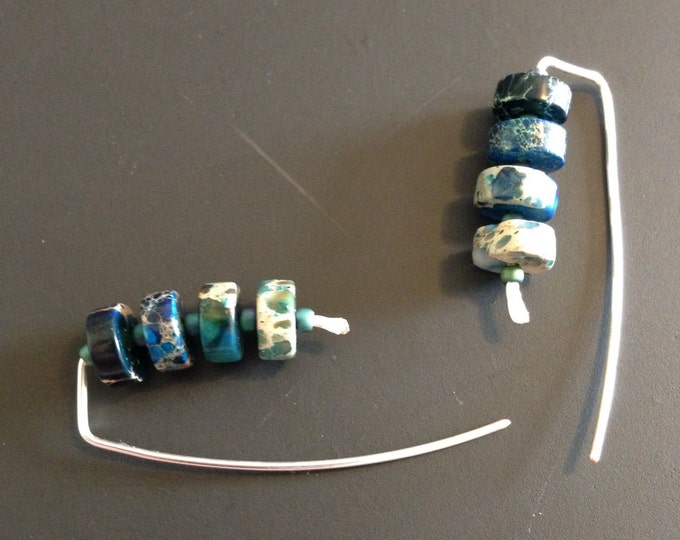 blue dyed imperial jasper earrings