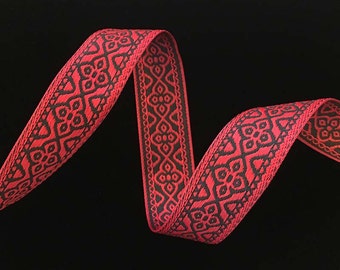 436 Scandinavian trim, Scandinavian ribbon, "Faroe" red and black 7/8" (22mm)