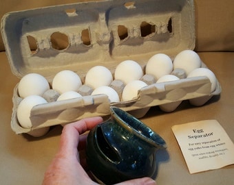 Vintage Hand Thrown Glazed Pottery Egg Separator