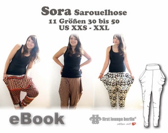 Sora *** ebook PDF Sarouel pants Jersey pants 11 sizes 30 - 50, US xxs-xxl sewing with patterns first lounge berlin Ladies Women Teenager
