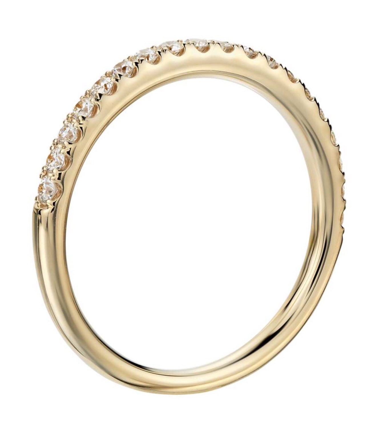 14 K Diamond Pave Eternity Band 1.6mm Half Eternity by SARRIEL