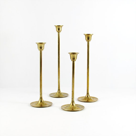 Mid-Century Brass Candlestick Holders Set of by vanadiumvintage