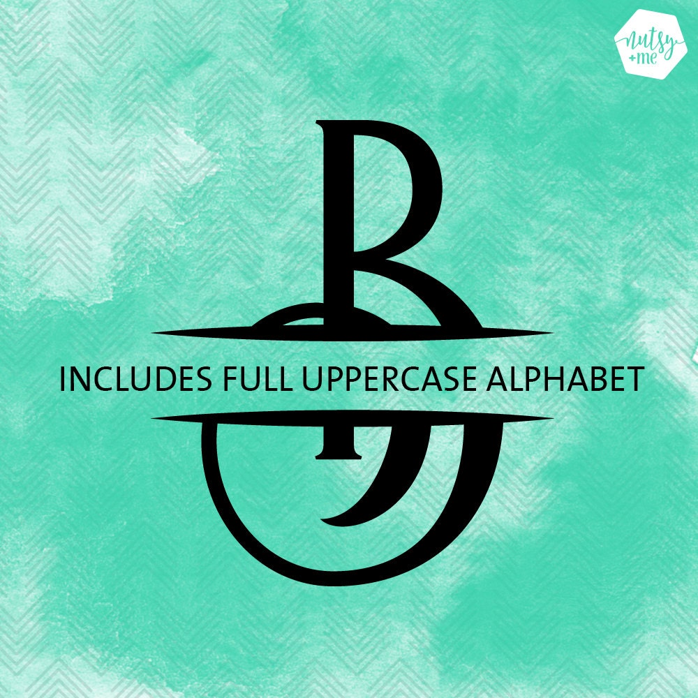 Download Monogram SVG Font - Split Alphabet Cut Files - Svg files for Cricut - Silhouette Cameo svg - SVG ...