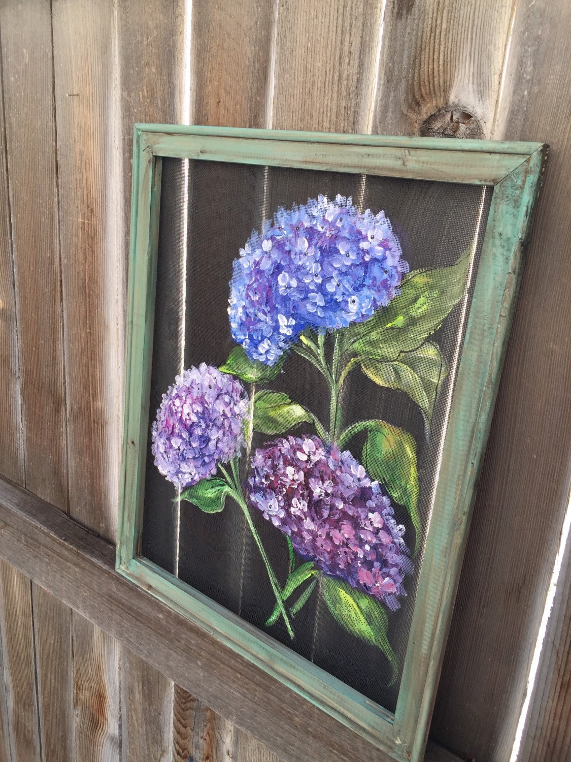 Purple hydrangeaFlowerwindow screen art hand painting