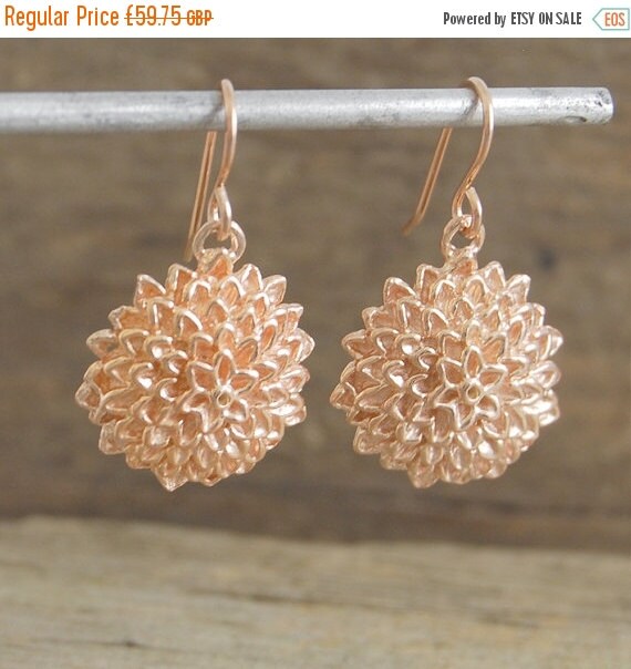 Rose Flower Earrings Rose Gold Dangly by