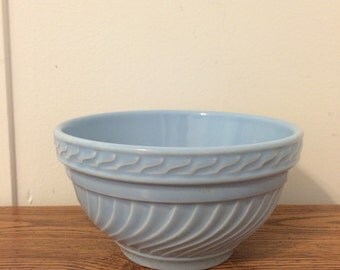 Vintage Roseville Style Blue Swirl Mixing Bowl