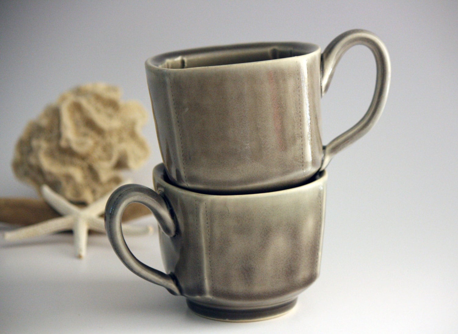 Grey square coffee mug Grey coffee mug Square by jmvceramics