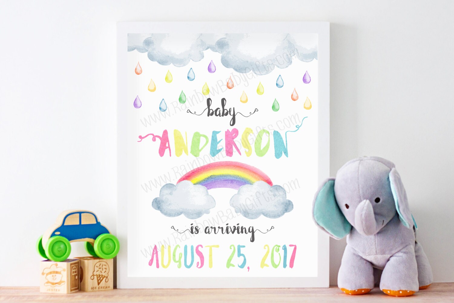 Rainbow Baby Pregnancy Announcement Sign PRINTABLE Pastel