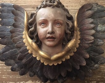 Pair of Carved Putti Cherubs Angels 19th Century