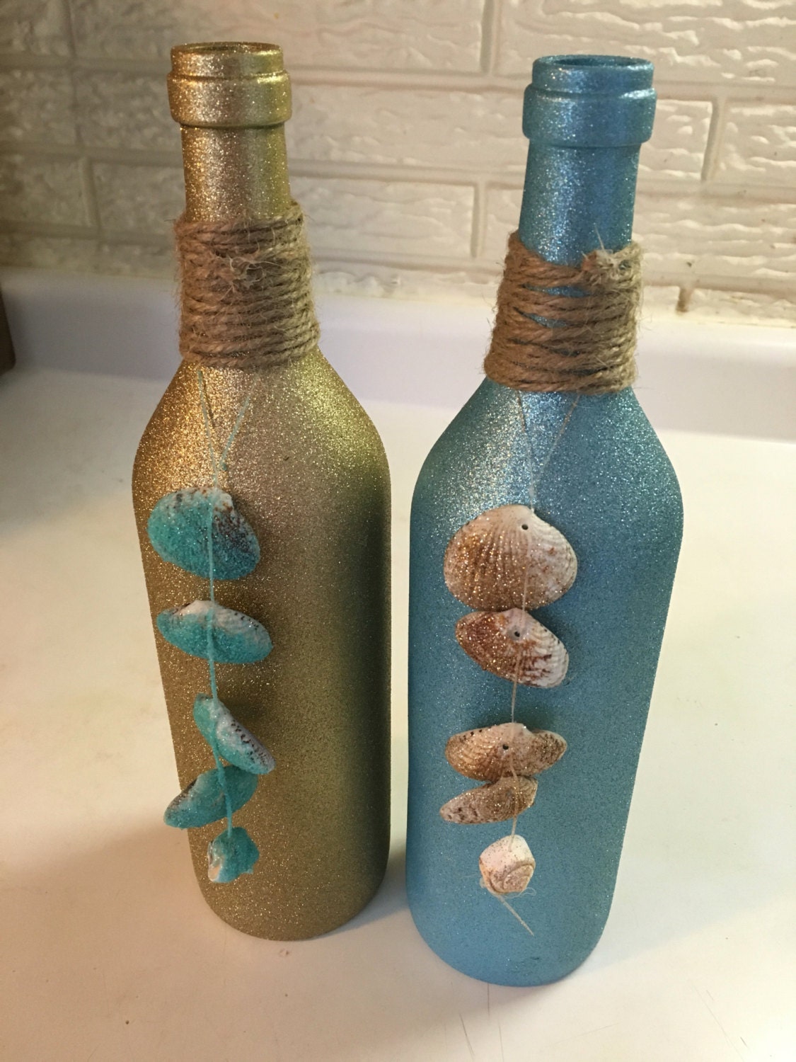 Glittered Sand Glass Bottles set of 2