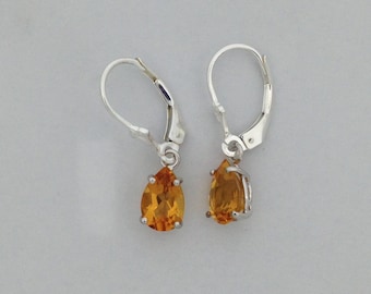 Natural Citrine Dangle Earrings 925 Sterling Silver