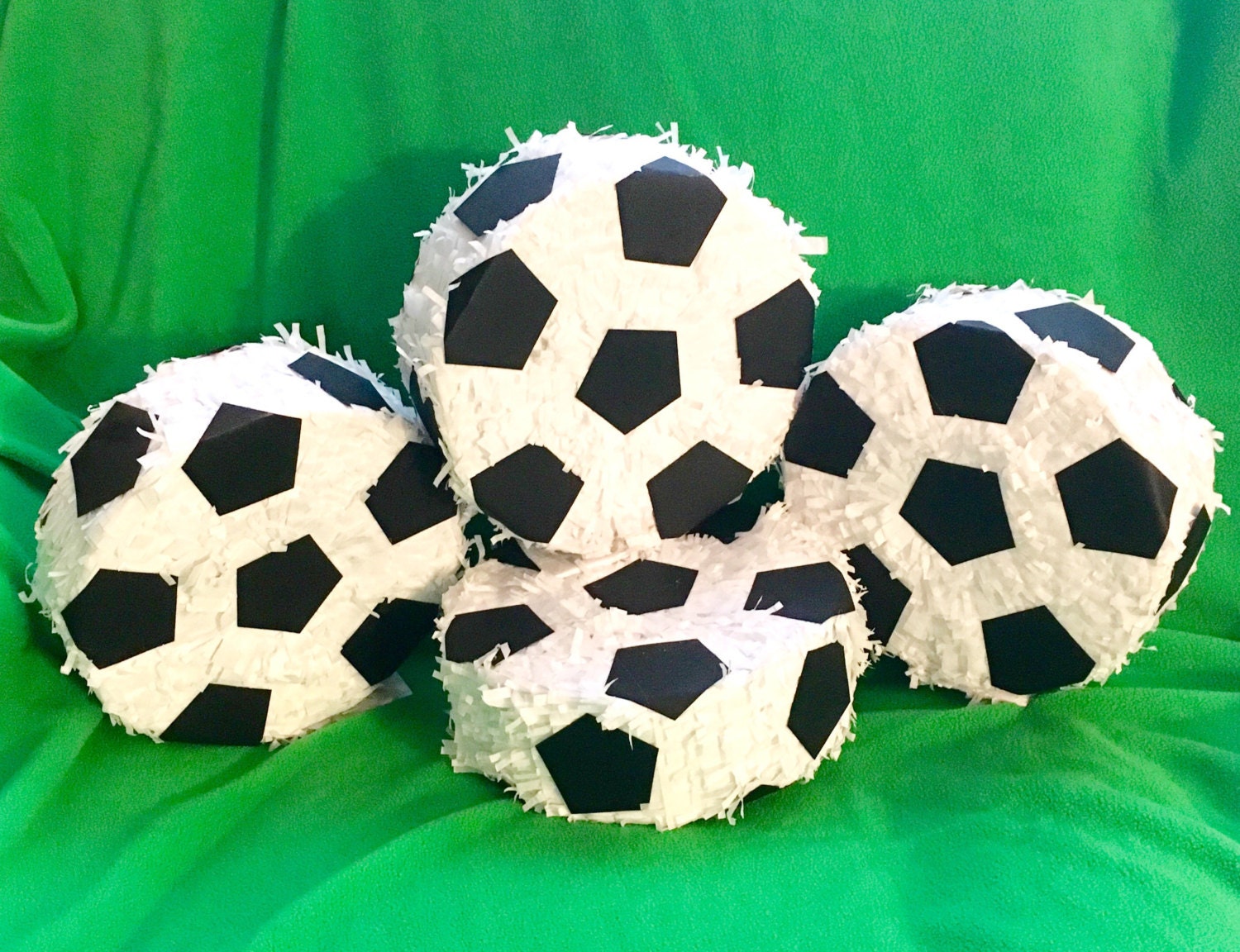 Set of 5 soccer ball piñatas by PartyMamaCrafts on Etsy