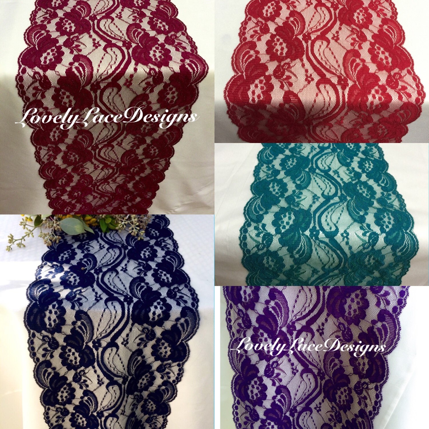 Plum Lace Table Runner/ 7 wide x12ft20ft long/Wedding