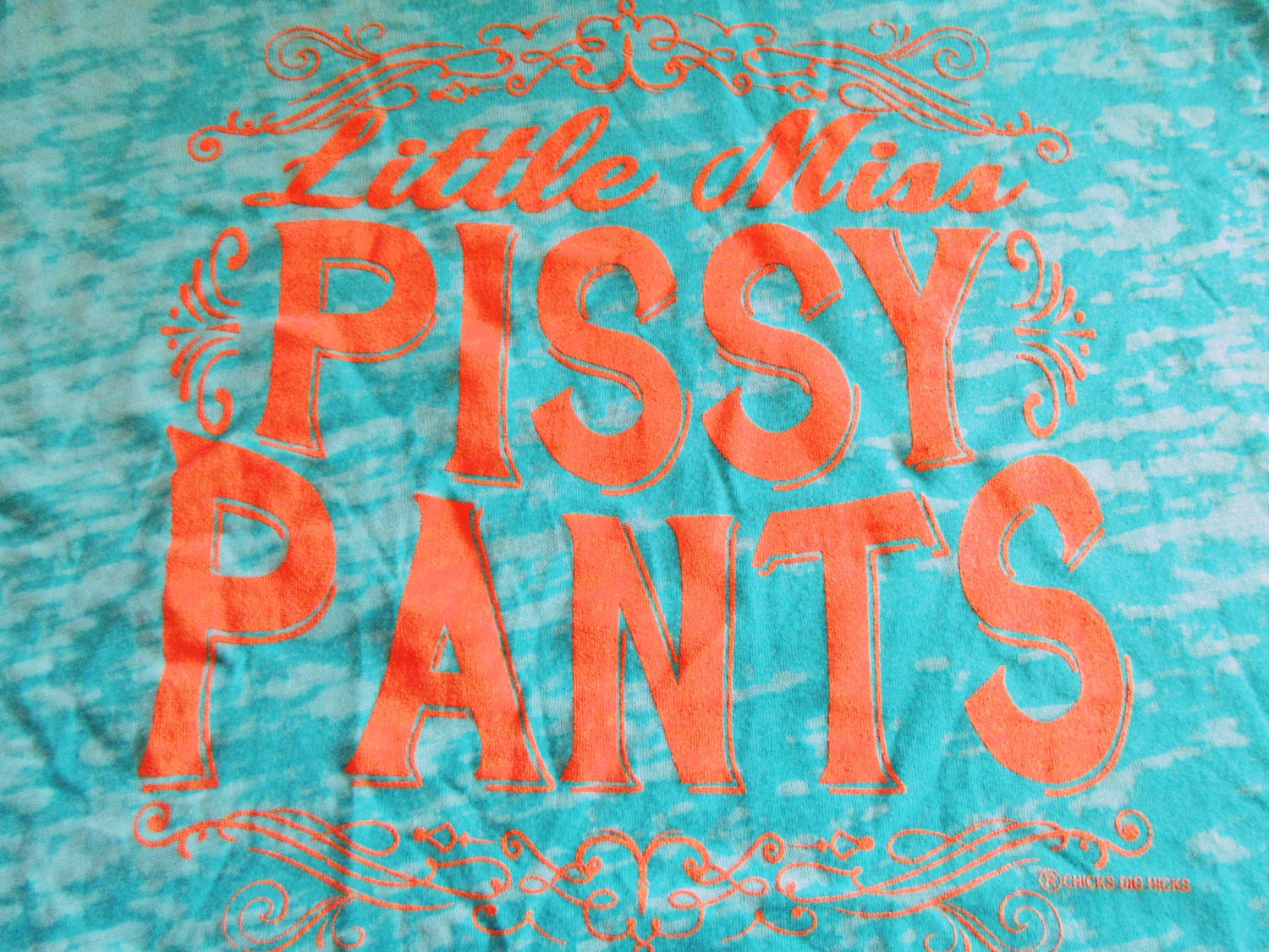 Little Miss Pissy Pants VNeck Burn out tee by Chicks Dig