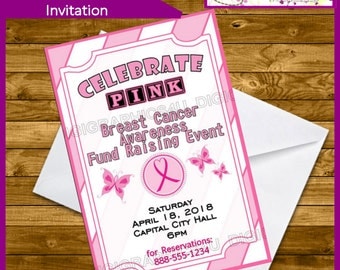 Breast Cancer Survivor Printable Invitation by DigiGraphics4u