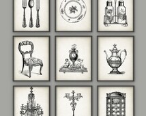 Dining Room Art Prints Dining Room Art Prints Set of 9 - Vintage Home Decor Posters - Antique Home Furnishings