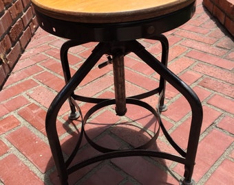 Industrial Vintage Toledo UHL Steel Swivel Drafting Bar Stool