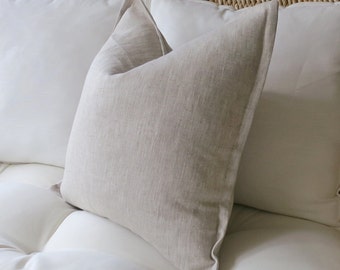 Heathered Linen Pillow Cover, Flange Edge Pillow, 18 x 18 inch, 20 x 20 inch, 22 x 22 inch, 24 x 24 inch, Pillow Sham, Euro Sham, Solid
