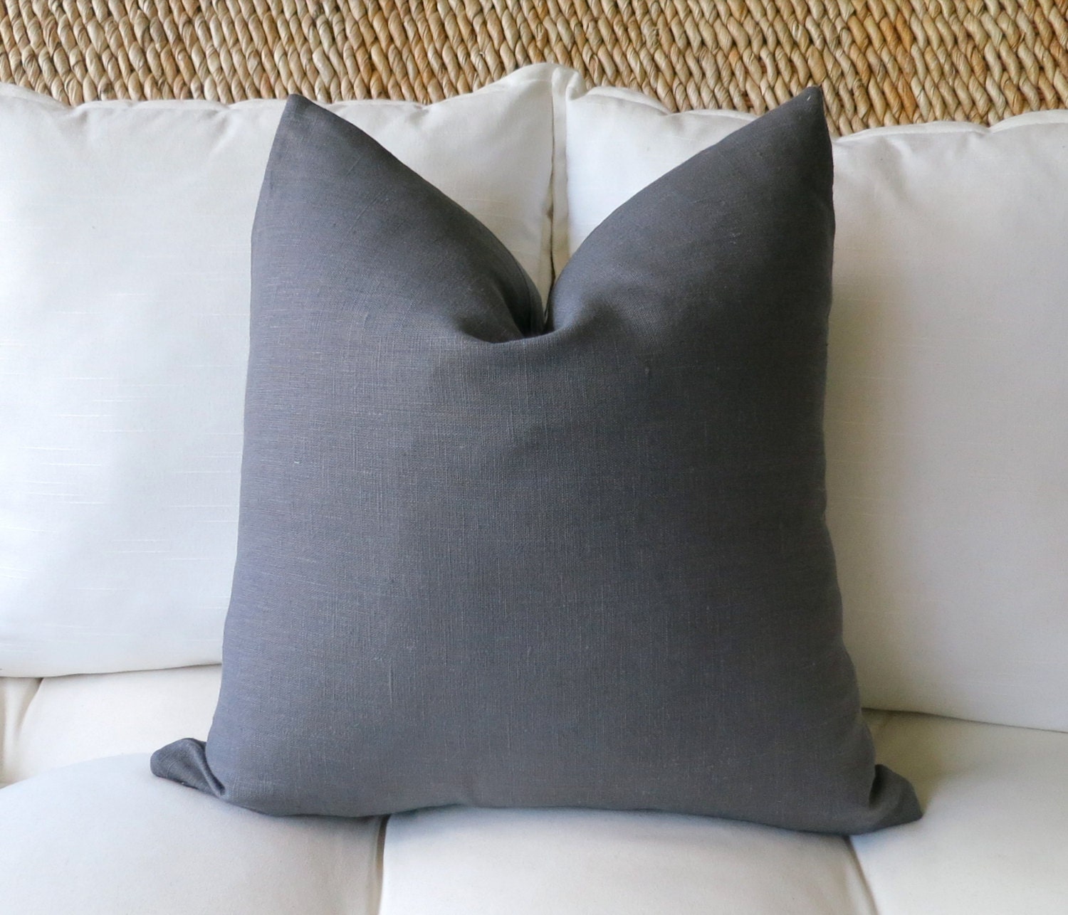 Dark Grey Linen Pillow Cover Gray Solid Pillow Cover Euro