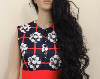 Vintage 1950's 'Leslie Fay' Dress MADE IN USA - Lovely!! Chest 36" Length 56"
